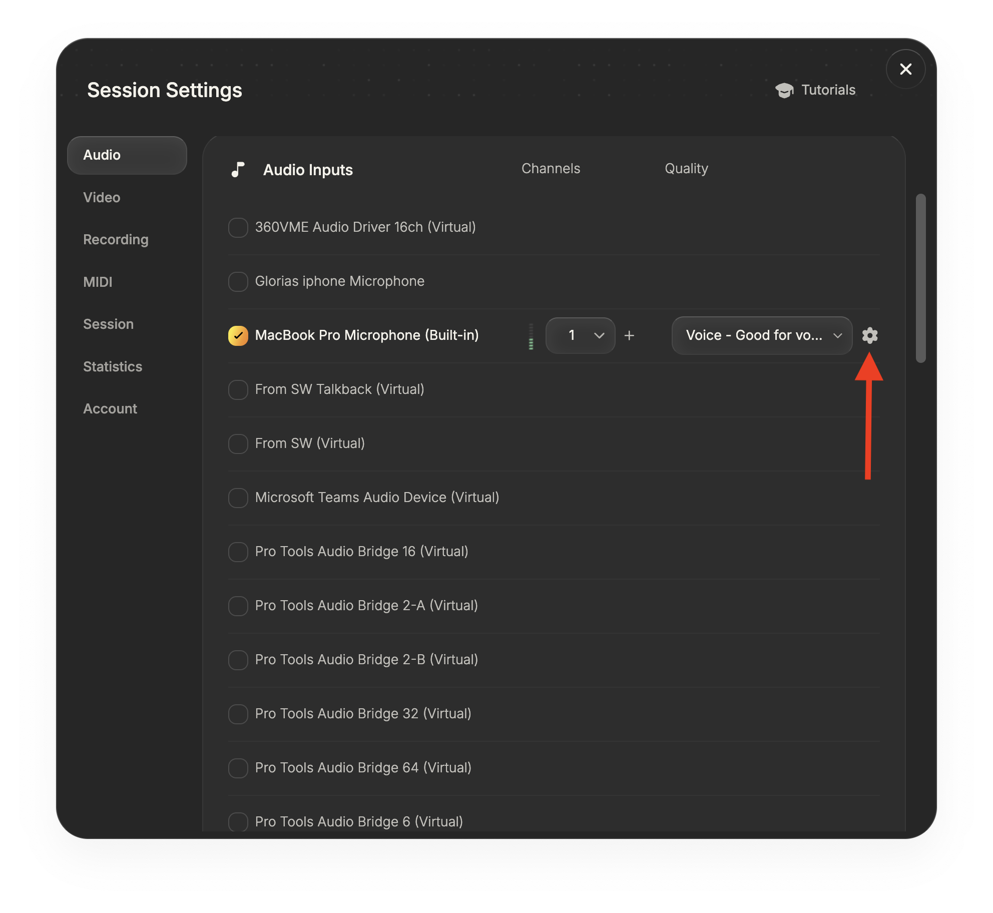 Audio Settings – Muse App Inc